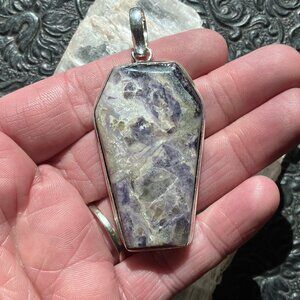 Opalized Fluorite Coffin Pendant Stone Crystal Jewelry